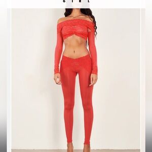 Poster girl shape wear. Margot Leggings Vixen Red, and Davina Top Vixen Red